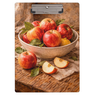 Appels in een Rustieke Kom een Klassieke Stilleven Klembord
