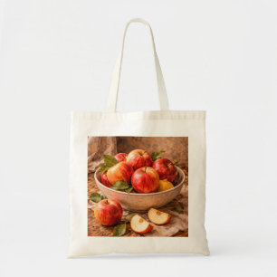Appels in een Rustieke Kom een Klassieke Stilleven Tote Bag