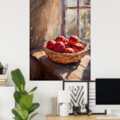 Appels in Mand bij Zonovergoten Raam – Impressioni Poster (Thuiskantoor)