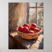 Appels in Mand bij Zonovergoten Raam – Impressioni Poster (Voorkant)