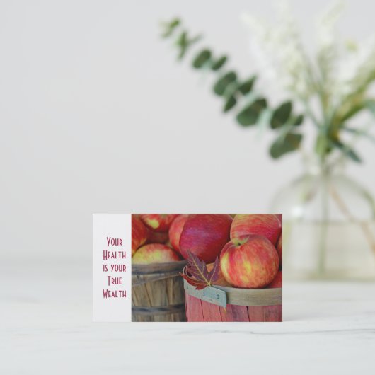 Appels in mandje visitekaartje (Staand voorkant)