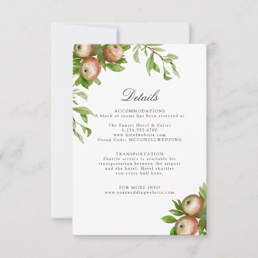 Appels in Watercolo trouwgegevens bijsluiter kaart (Voorkant)