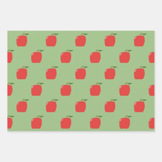 Appels inpakpapier (salie groen & rood) (Voorkant 3)