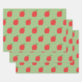 Appels inpakpapier (salie groen & rood) vel