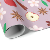 Appels, kaneel, bloemen, steranijs naadloos cadeaupapier (Rol Hoek)