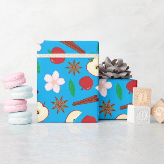 Appels, kaneel, steranijs Herfst Vibrant Naadloos Cadeaupapier (Baby Shower)