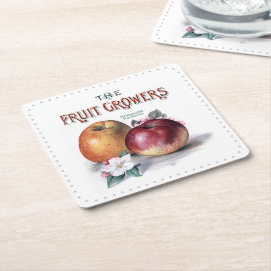  appels met bloemen de fruittelers kartonnen onderzetters (Schuin)