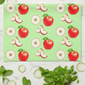 Appels met levendig licht pastelgroene achtergrond theedoek (Gevouwen)