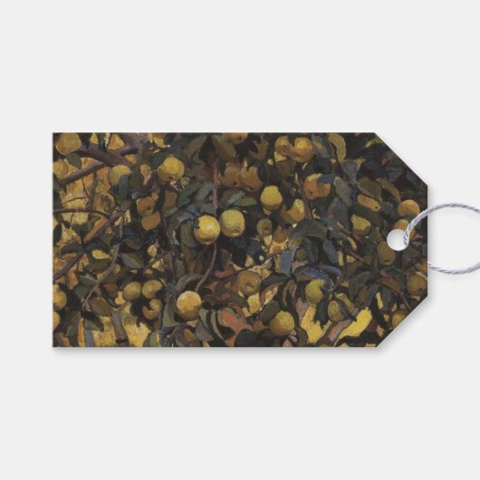 Appels op de takken van bomen (door Serebriakova) Cadeaulabel (Voorkant (Horizontaal))