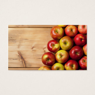 Appels op houten tafel, top Uitzicht Natuur achter Visitekaartje