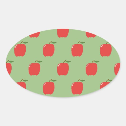 Appels Ovale Stickers (Salie Groen & Rood) (Voorkant)
