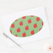 Appels Ovale Stickers (Salie Groen & Rood) (Envelop)
