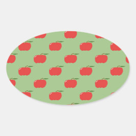 Appels Ovale Stickers (Salie Groen & Rood)