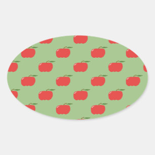 Appels Ovale Stickers (Salie Groen & Rood)