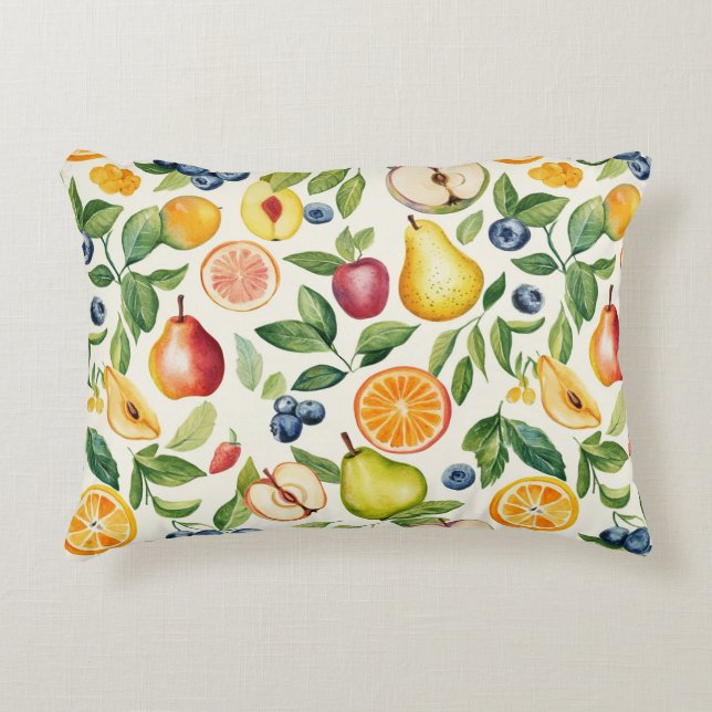 Appels Peren Blauwe bessen Sinaasappels Fruit Accent Kussen (Voorkant)