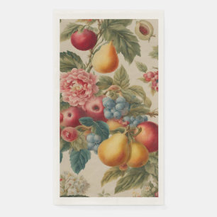 Appels, peren, druiven, roze bloemen. Frans geschi Servet
