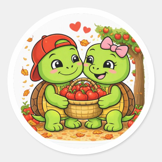 Appels plukken ronde sticker (Voorkant)