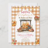 Appels Pompoenen en Balen van Hay Birthday Gingham Kaart (Voorkant)