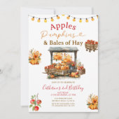 Appels pompoenen en balen van hooi verjaardag herf kaart (Voorkant)
