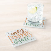 APPELS POMPOENEN EN HERFST GLAZEN ONDERZETTER (Schuin)