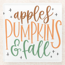 APPELS POMPOENEN EN HERFST GLAZEN ONDERZETTER