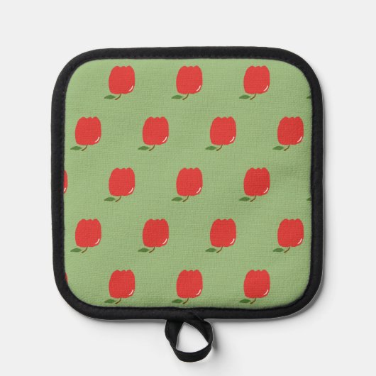 Appels Pot Houder (Salie Groen & Rood) (Voorkant)