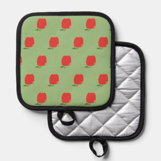 Appels Pot Houder (Salie Groen & Rood) (Voorkant / Achterkant)