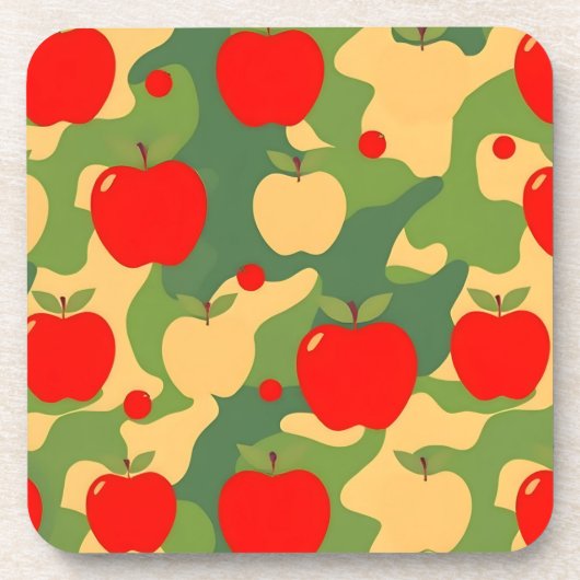 Appels Rood Groen Camo Onderzetter Set (Voorkant)