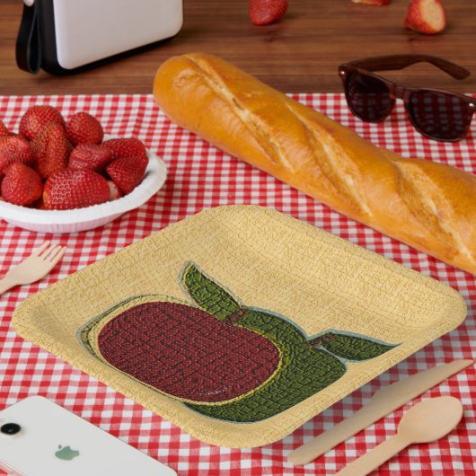 Appels Rood Groen Fruit Textured Design Papieren Bordje (Picknick)