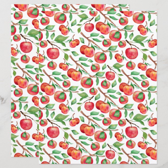Appels scrapbookpapier (Voorkant / Achterkant)