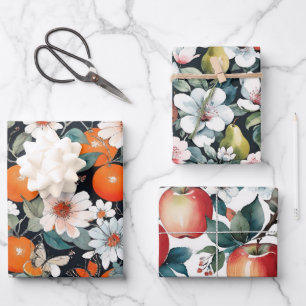 Appels Sinaasappels Peren en Vlinders Fruit Pack Inpakpapier Vel