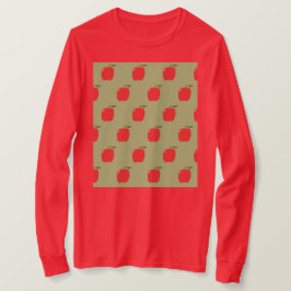 Appels T-shirt met lange mouwen (Sage Green & Red)
