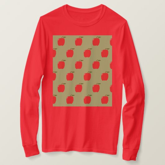 Appels T-shirt met lange mouwen (Sage Green & Red) (Design voorkant)