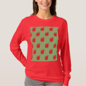 Appels T-shirt met lange mouwen (Sage Green & Red) (Voorkant)