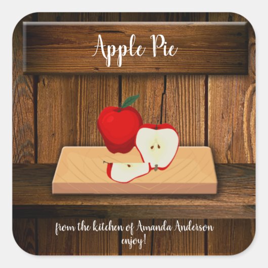 Appeltaart 7,62 cm vierkant productlabel vierkante sticker (Voorkant)