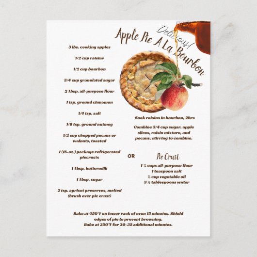 Appeltaart A La Bourbon recept Briefkaart (Voorkant)