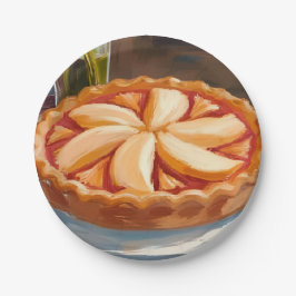 Appeltaart Aquarel Thanksgiving Schilderij Papieren Bordje