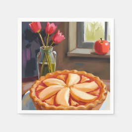 Appeltaart Aquarel Thanksgiving Schilderij Servet