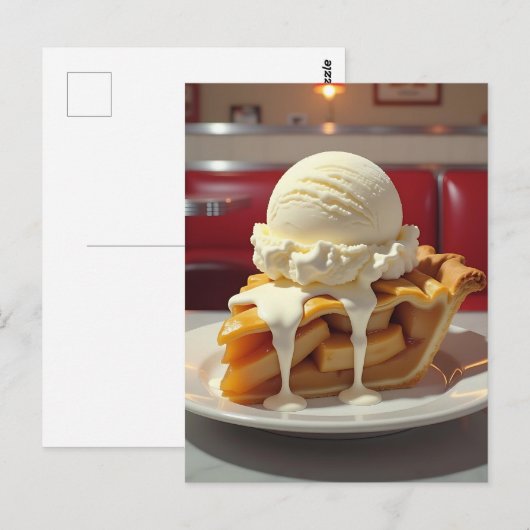 Appeltaart en vanille-ijs bij het diner briefkaart (Voorkant / Achterkant)