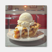 Appeltaart en vanille-ijs bij het diner magneet (Voorkant)