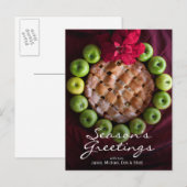 Appeltaart gemaakt om eruit te zien als kerstkrans feestdagenkaart (Voorkant / Achterkant)