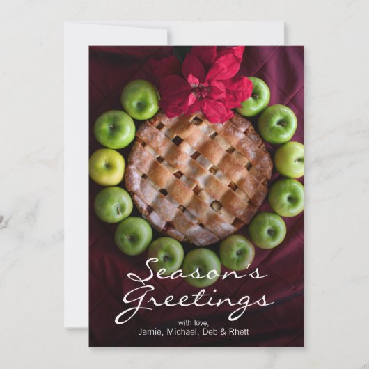 Appeltaart gemaakt om eruit te zien als kerstkrans feestdagenkaart (Voorkant)