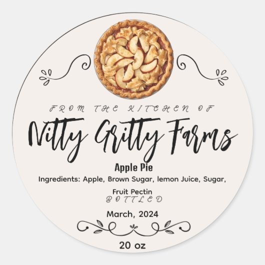 Appeltaart Jam Jelly Conserve Eigen Etiketten (Voorkant)