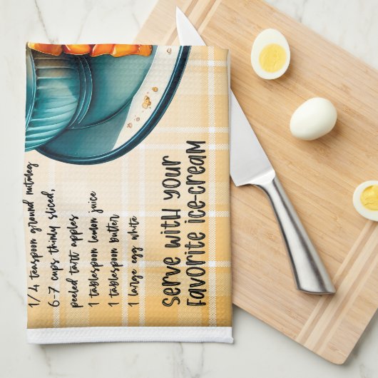 Appeltaart met ijsrecept theedoek (Quarter Fold)