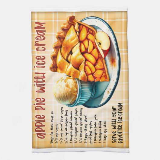 Appeltaart met ijsrecept theedoek (Verticaal)