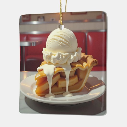 Appeltaart, vanille-ijsje Kerstmis Keramisch Ornament (Links)