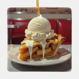 Appeltaart, vanille-ijsje Kerstmis Keramisch Ornament