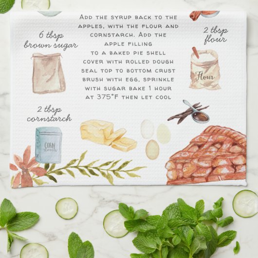 Appeltaart Waterverf Recept Heirloom Theedoeken (Gevouwen)