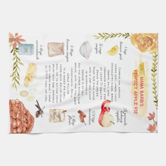 Appeltaart Waterverf Recept Heirloom Theedoeken (Horizontaal)