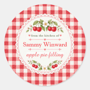 Appeltaartvulling Houten Geschenketiket Ronde Sticker